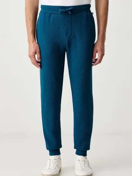 BOSS spodnie dresowe Waffle Pants Cuff fioletowe