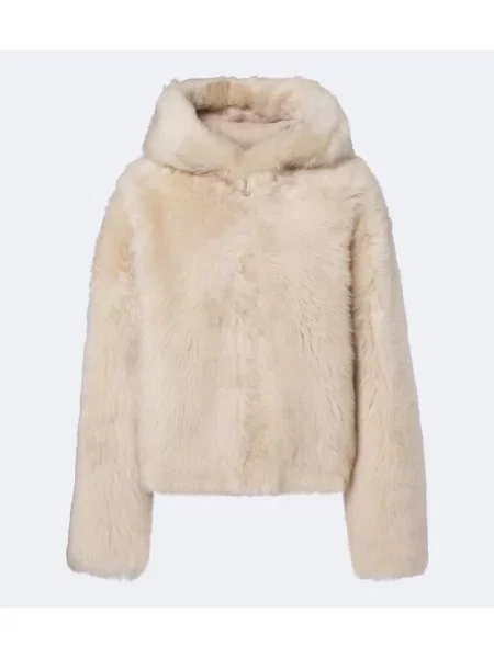 Reversibil geacă Arma din piele de oaie alb