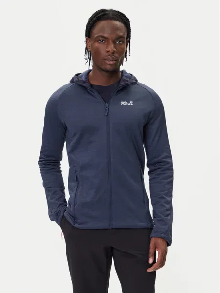 Jack Wolfskin Fleecová mikina Peak District Tmavomodrá modrá