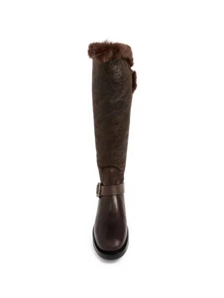 Botine Dsquared2 cu cataramă cu blană maro