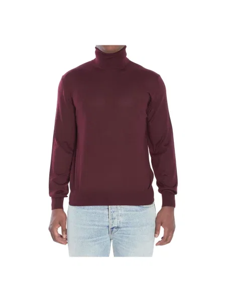 Sweter z golfem Saint Laurent wełniany do golfa brązowy