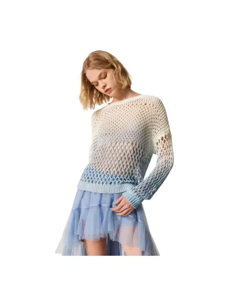Sweter Twinset z siateczki niebieski