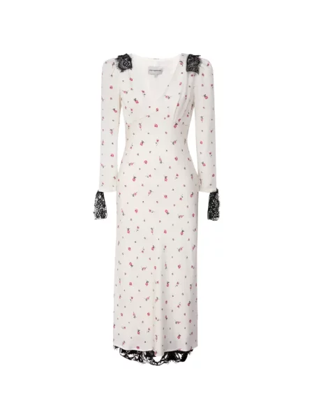 Rochie midi Post Meridiem cu model floral cu imagine din dantelă