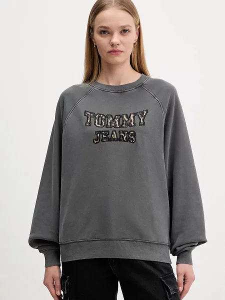 Суитчър Tommy Jeans с апликация сиво