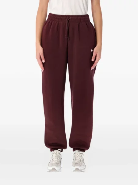 Iš natūralios odos retro stiliaus kelnės Nike apvaliu kaklu ruda