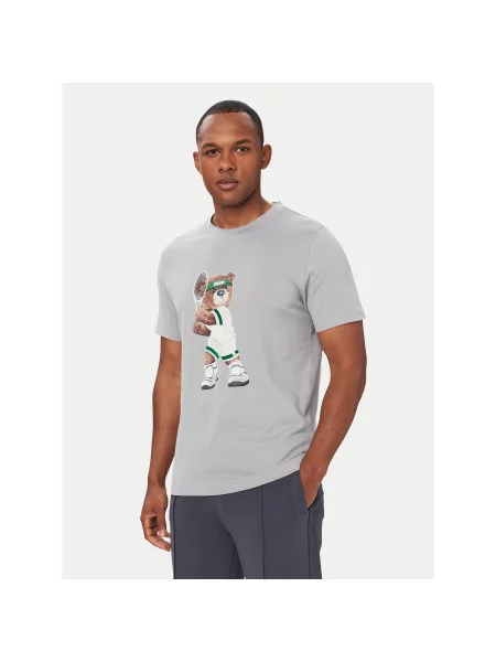 Guess T-Shirt Ανοιχτό Regular Fit γκρι
