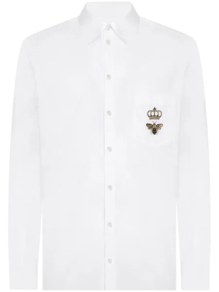 Cămașă Dolce & Gabbana cu broderie alb