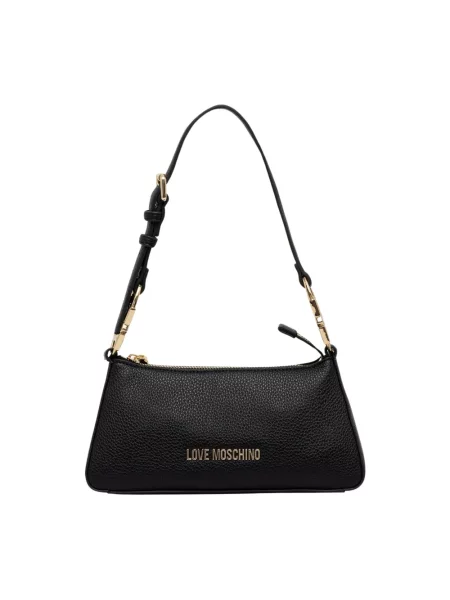Shopperka Love Moschino z logo ze sztucznego futra czarna