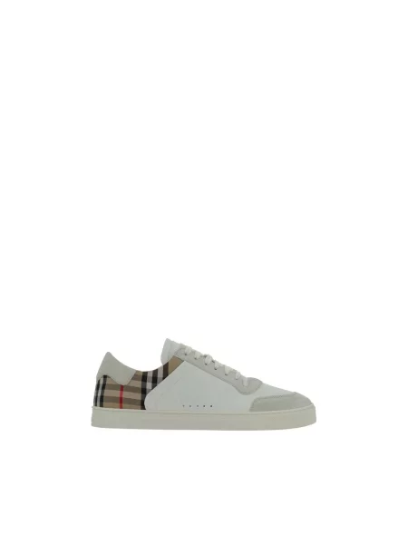 Sneakersy Burberry skórzane w kratę retro białe