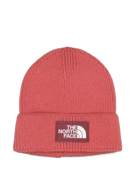 Căciulă The North Face tricotate cu autograf roșu