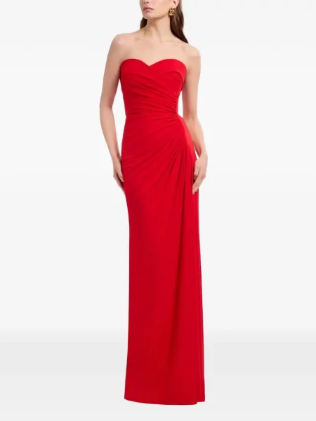 Rochie maxi Elie Saab drapată fără bretele roșu
