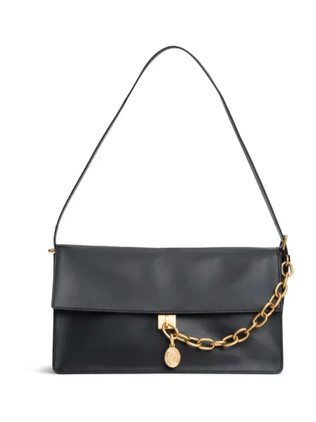 Geantă Tommy Hilfiger Crest Leather Conv Shoulder Bag negru