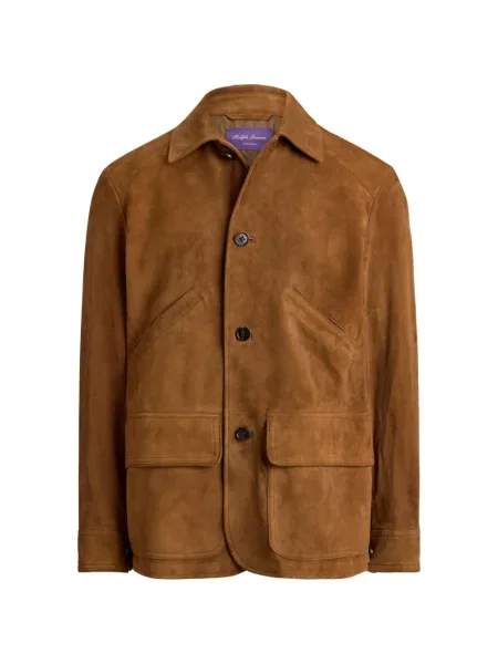 Geacă Ralph Lauren Purple Label din piele de căprioară violet