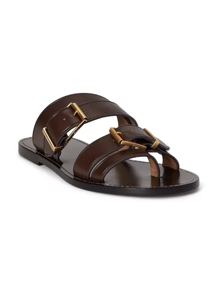 Polo Ralph Lauren japonki skórzane Bkle Slide brązowy