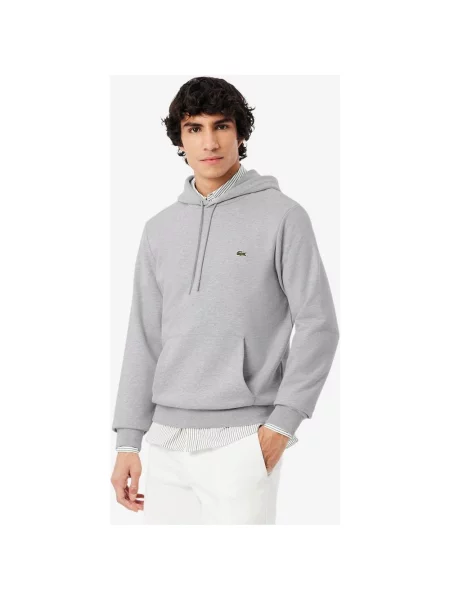 Bluza z kapturem Lacoste Cotton Fleece jasnoszary XS szara