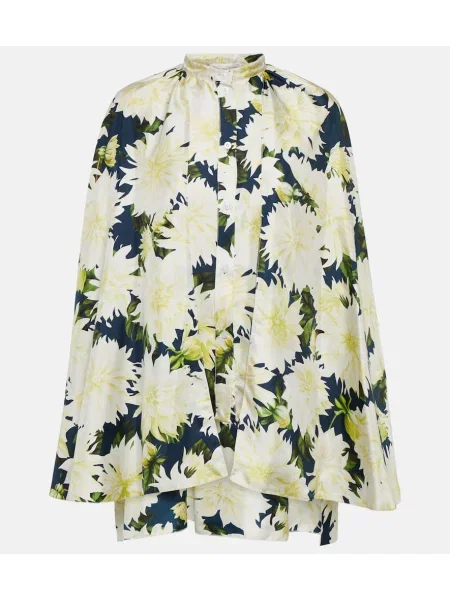 Bluză Oscar De La Renta cu model floral alb