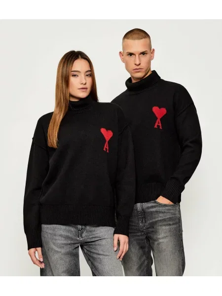 Pulover Ami Paris de lână negru