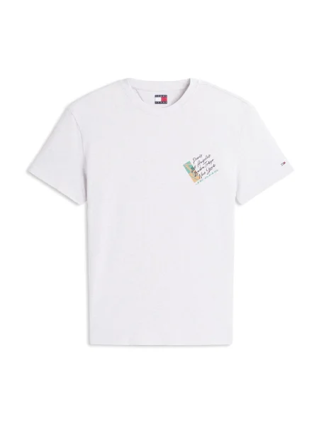 Tommy Jeans Póló szürke melír / zöld / narancs fekete