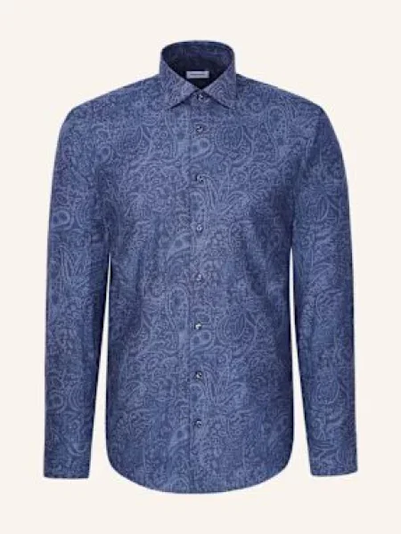 Seidensticker Koszula Flanelowa O Kroju Slim Fit blau granatowa