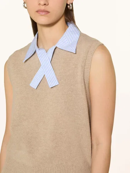 Claudie Pierlot Bezrękawnik Z Odpinanym Kołnierzem beige beżowa