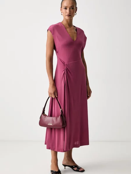 BOSS rochie din vâscoză Epuety roz