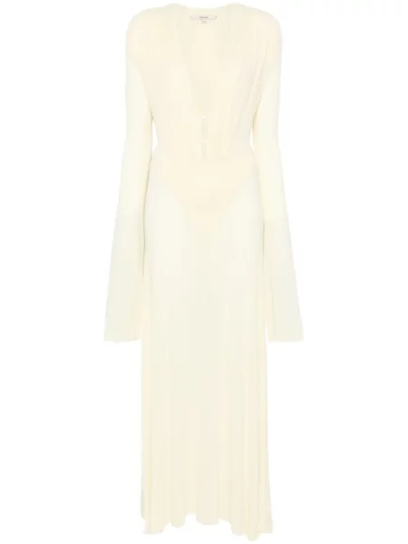 Dzianinowa maksi sukienka maxi Manuri garniturowa żółta