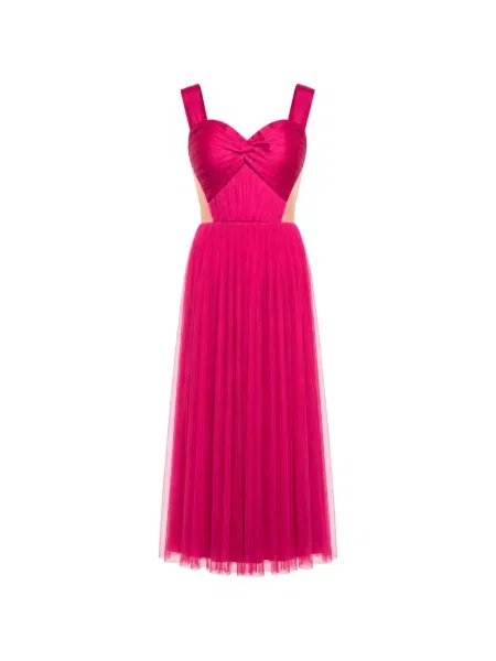Rochie midi Monarh de mătase roz