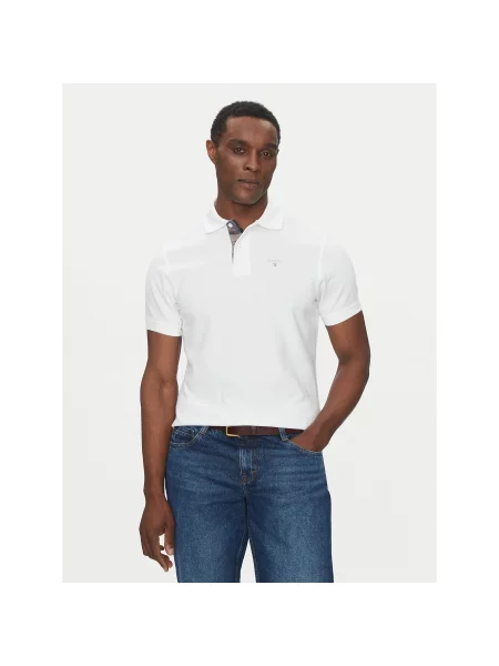Barbour Polo marškinėliai Tartan Tailored Fit balta