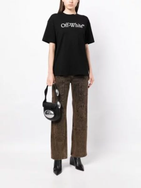 Raštuotas trumpas marškinėliai Off-white balta
