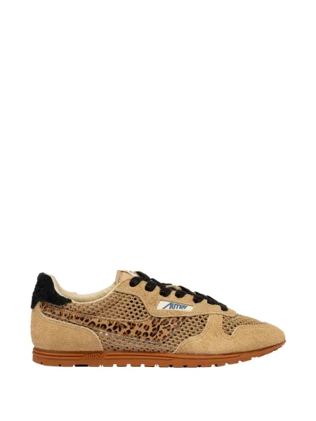 Sneakerși Autry din piele cu imagine cu model leopard maro
