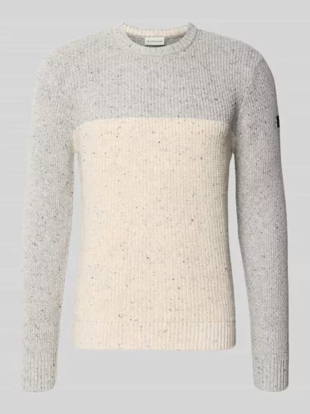Sweter z dzianiny kroju regular fit z mieszanki bawełny Tom Tailor biały