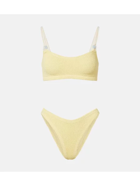 Bikini Hunza G cu mărgele galben