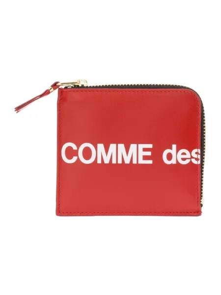 Portfel Comme Des Garcons skórzany z logo czerwony