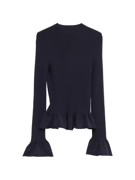 Pulover Jil Sander cu volane albastru