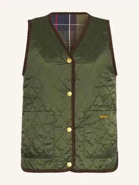 Barbour Prošívaná Vesta Icons Liner Oboustranná khaki žlutá červená