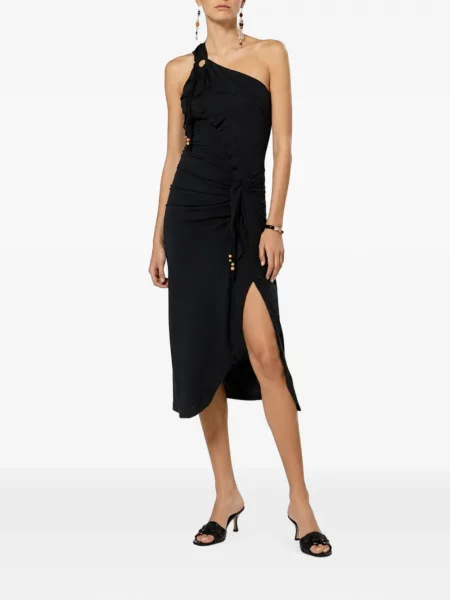 Rochie midi Isabel Marant cu volane cu un umăr gol negru