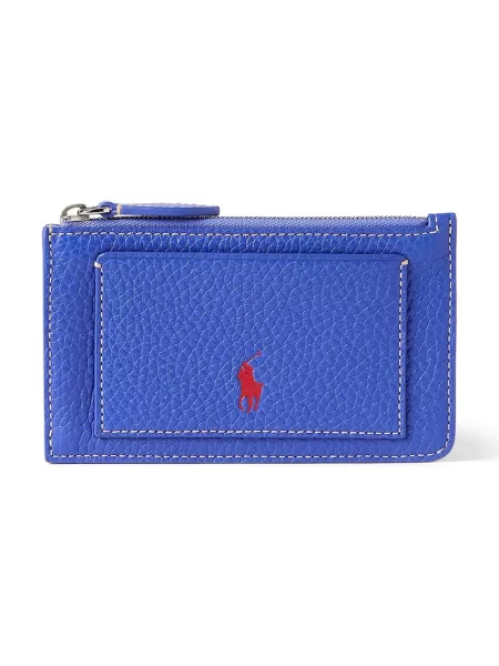 Кожен портфейл Polo Ralph Lauren дамски лилаво виолетово