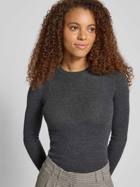 Sweter z dzianiny z wełny z haftem model ‘Corin Jumper’ Leger
