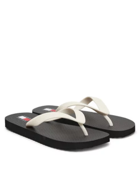 Žabky Tommy Jeans Logo Summer black/ecru bílé