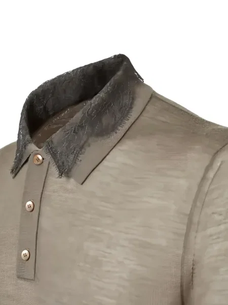 Поло тениска Fendi с дантела сиво