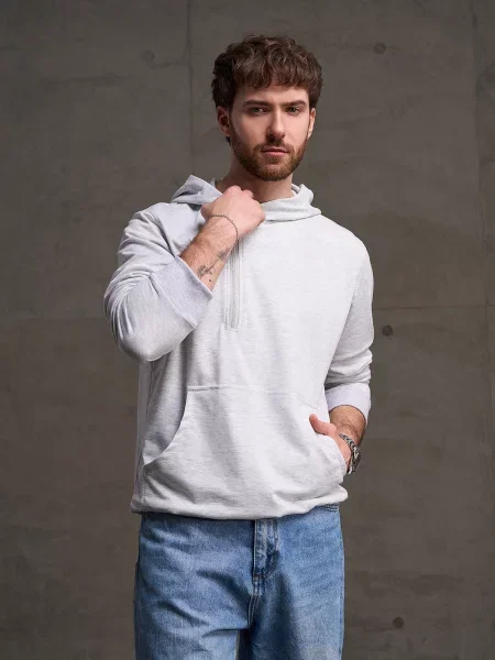 Худі ISSA Plus світло-сірий комбінований верх сіре