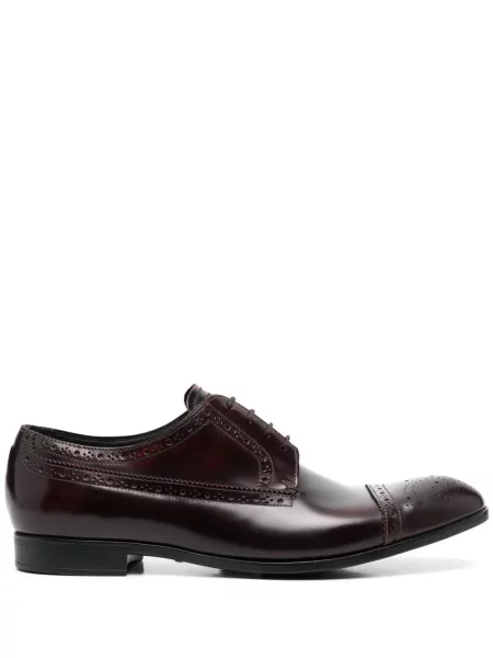 Brogues Emporio Armani cu șireturi din piele roșu