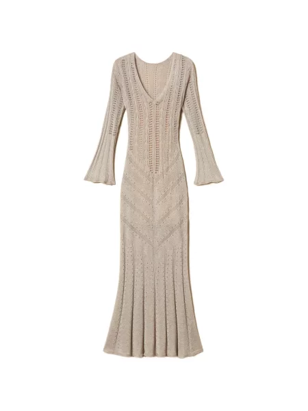 Rochie midi Twinset cu decolteu în V până la genunchi de costum
