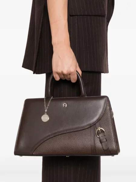 Geantă shopper Aigner din piele maro