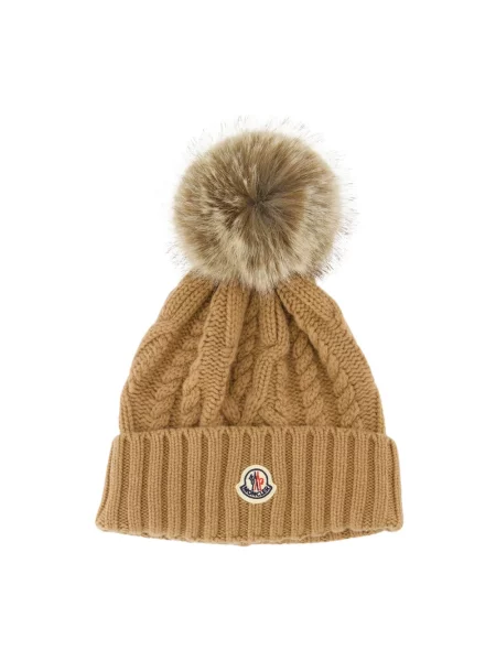 Czapka Moncler z kaszmiru beżowa