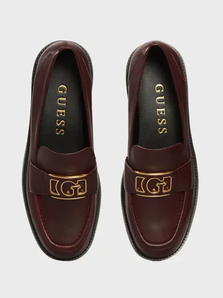 Шкіряні лофери Guess бордові