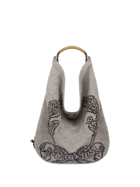 Geantă Moschino tricotate gri