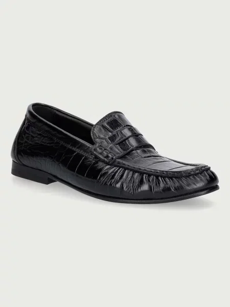 Posa mocasini pentru femei din piele Penny Loafer negru