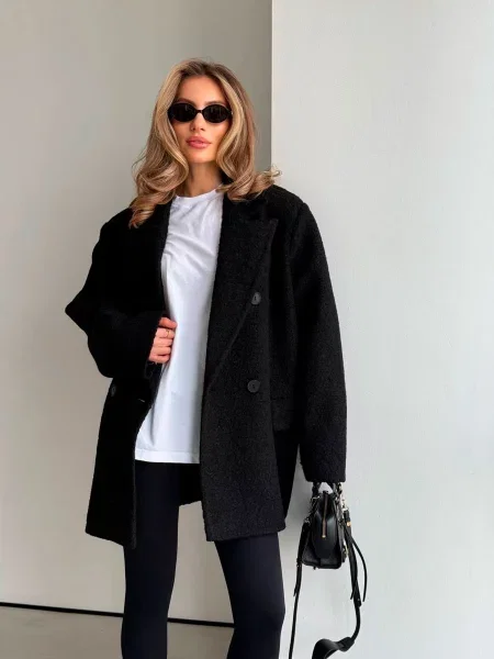 Пальто Milirud вовна/поліамід чорний