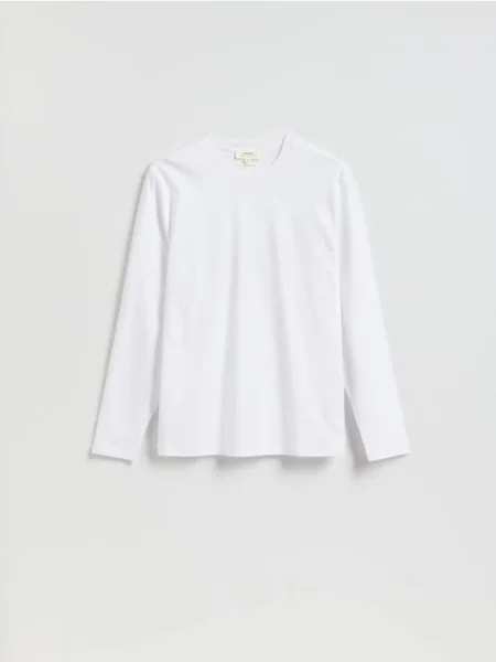 Reserved Tricou cu mânecă lungă și conținut ridicat de mercerizat alb